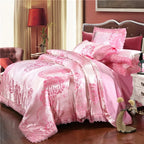 Satin Jacquard Bedding Set and Luxury Flower Duvet Cover Set