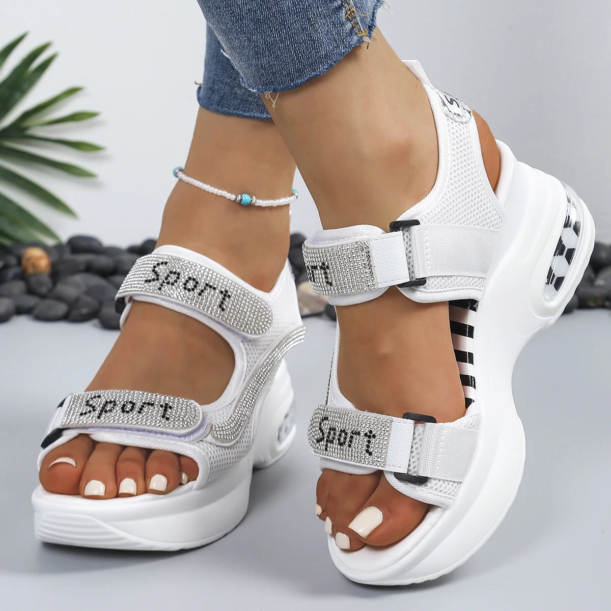 Women's Round Toe Thick Sole Wedge Sandals Casual Summer Shoes