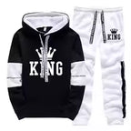 Men's Casual Print Hoodie and Sweatpants Two Piece Tracksuit Set