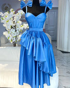 Women's Bow Ruffle Patchwork Backless Maxi Dress