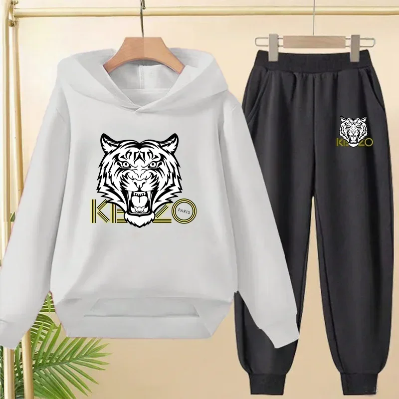 Kids' Tiger Print Hoodie Sweatshirt Pants Set