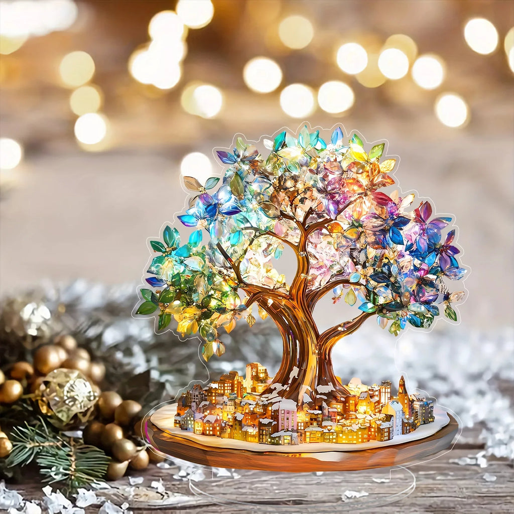 Tree of Life Gemstone Acrylic Statue and Tabletop Ornament