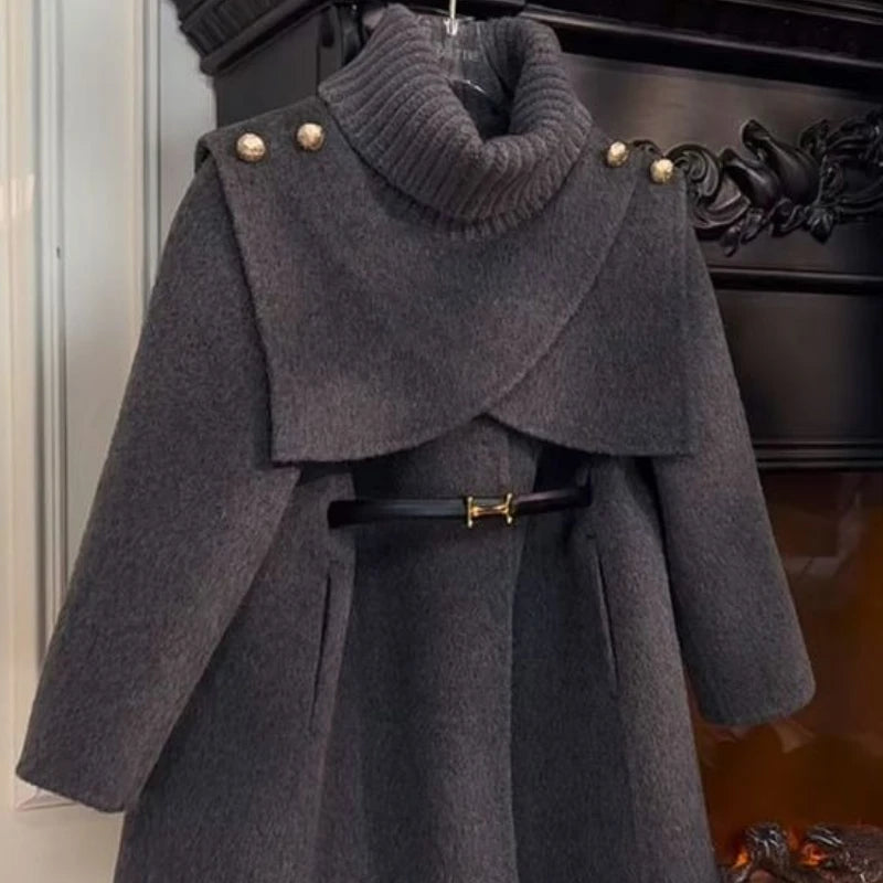 Girls' Knit Woolen Ball Gown Winter Coat