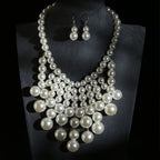 Ethnic Style Simulated Pearl Jewelry Set with Tassel Necklace Earrings