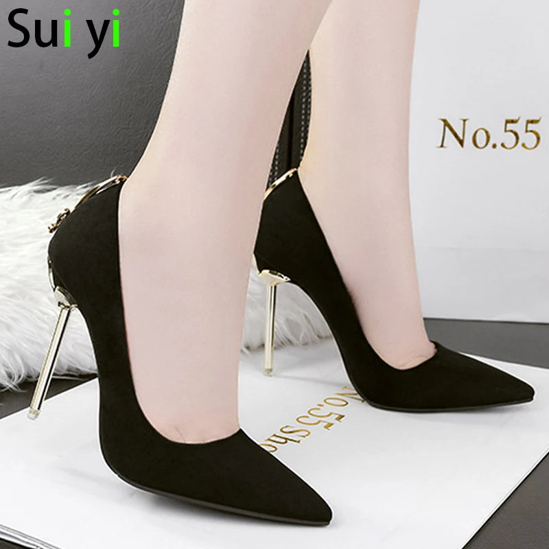 Women's Pointed Toe Suede Bow Stiletto Pumps