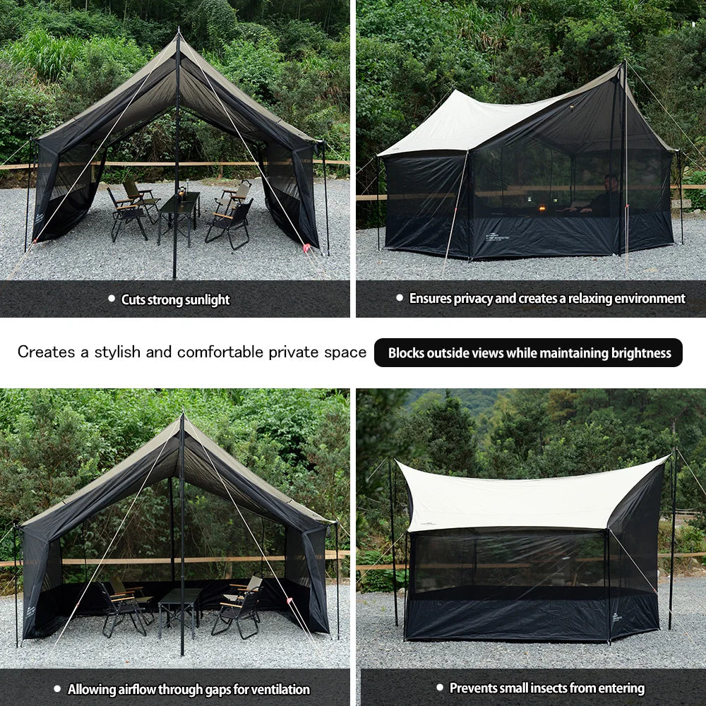 Hexagon Mosquito Net for 13.8x13.5ft Butterfly Tarp with Skirt