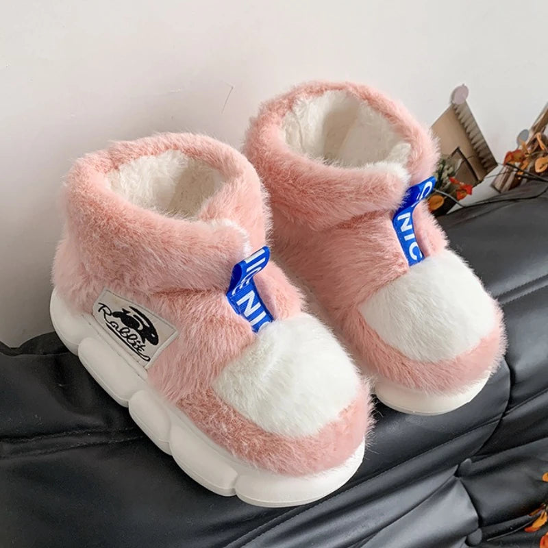 Winter Warm Plush Platform Slippers Unisex High Top Snow Boots