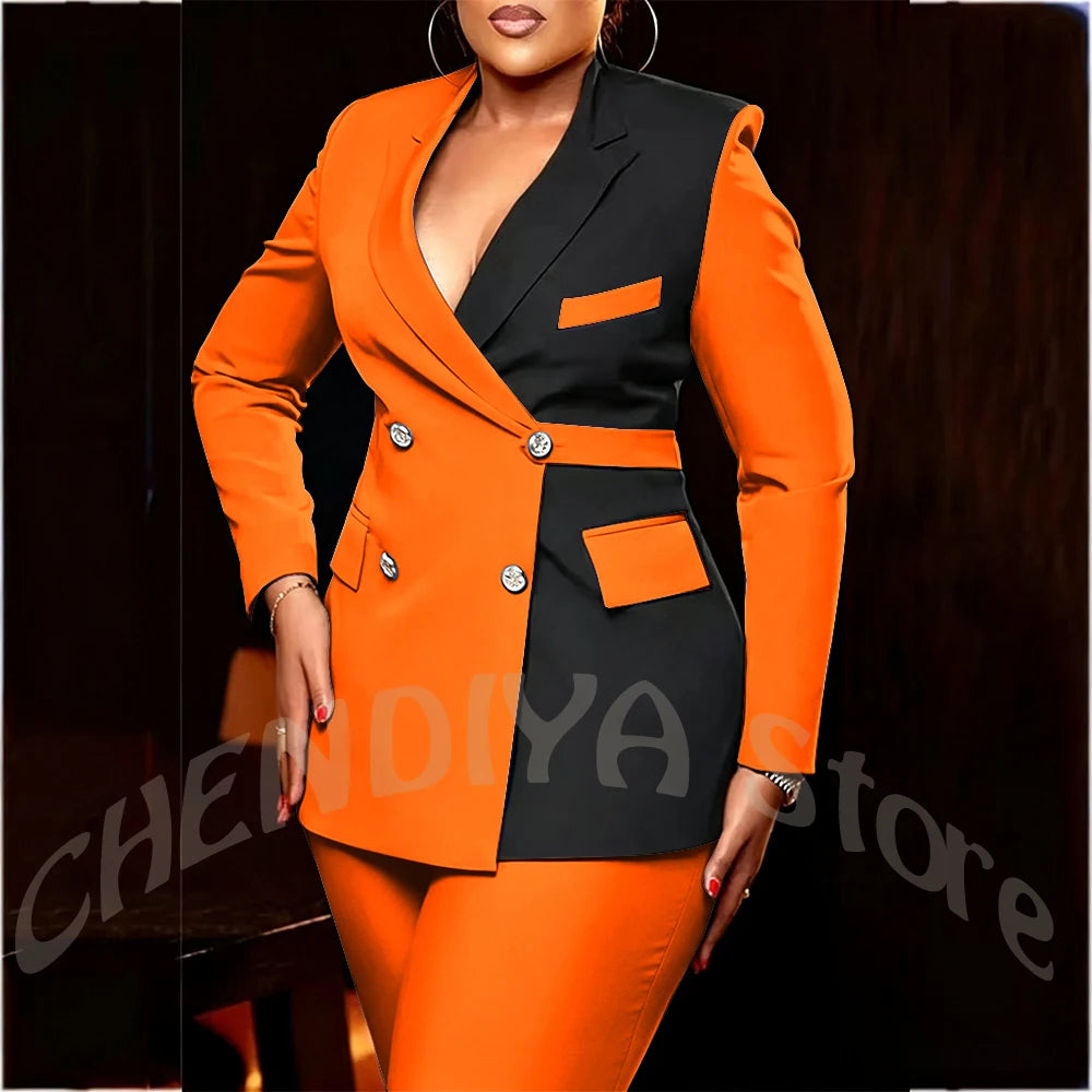 Women's Classic Tailored Blazer and Trousers Suit Set
