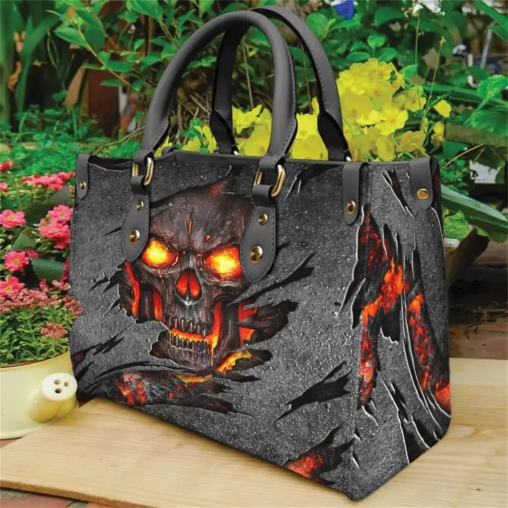 Women's Skull Pattern Faux Leather Shoulder Tote Bag