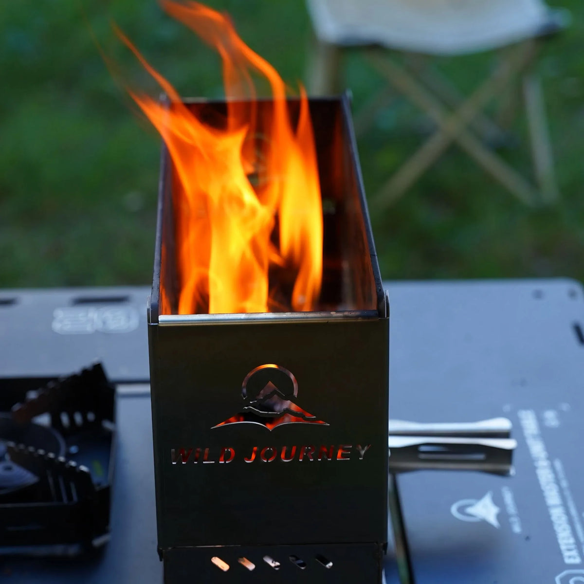 Folding Camping Bonfire Stove with Glass Viewing Window