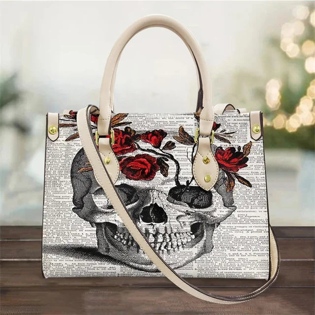 Women's Skull Pattern Faux Leather Shoulder Tote Bag