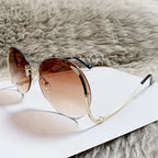 Women's Trendy Round Geometric Metal Oversized Sunglasses