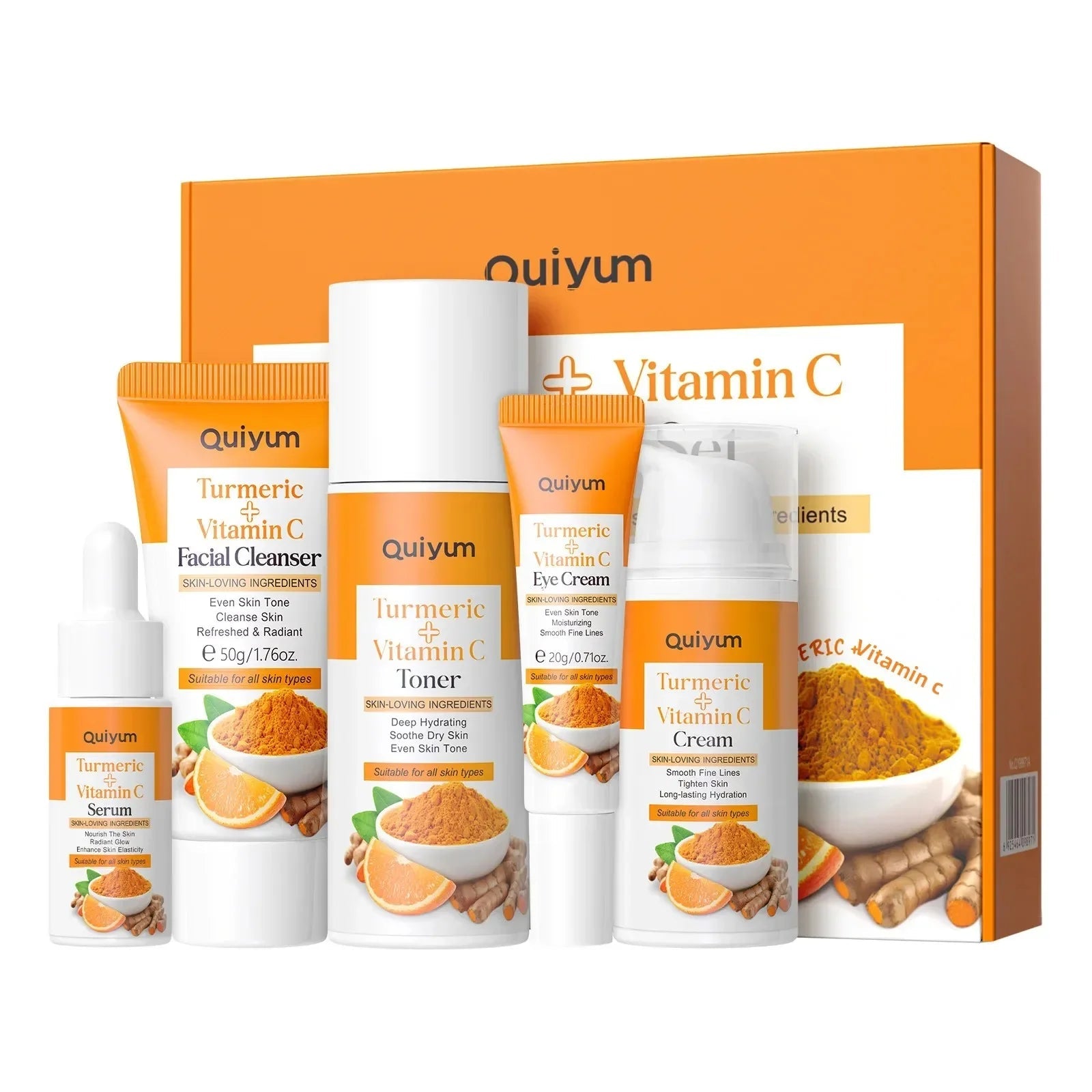 Vitamin C Turmeric Skincare Set 5-Piece Facial Routine Kit