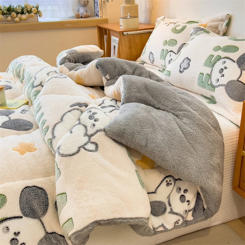 Thick Warm Lamb Fleece Blanket and Soft Milk Fleece Comforter