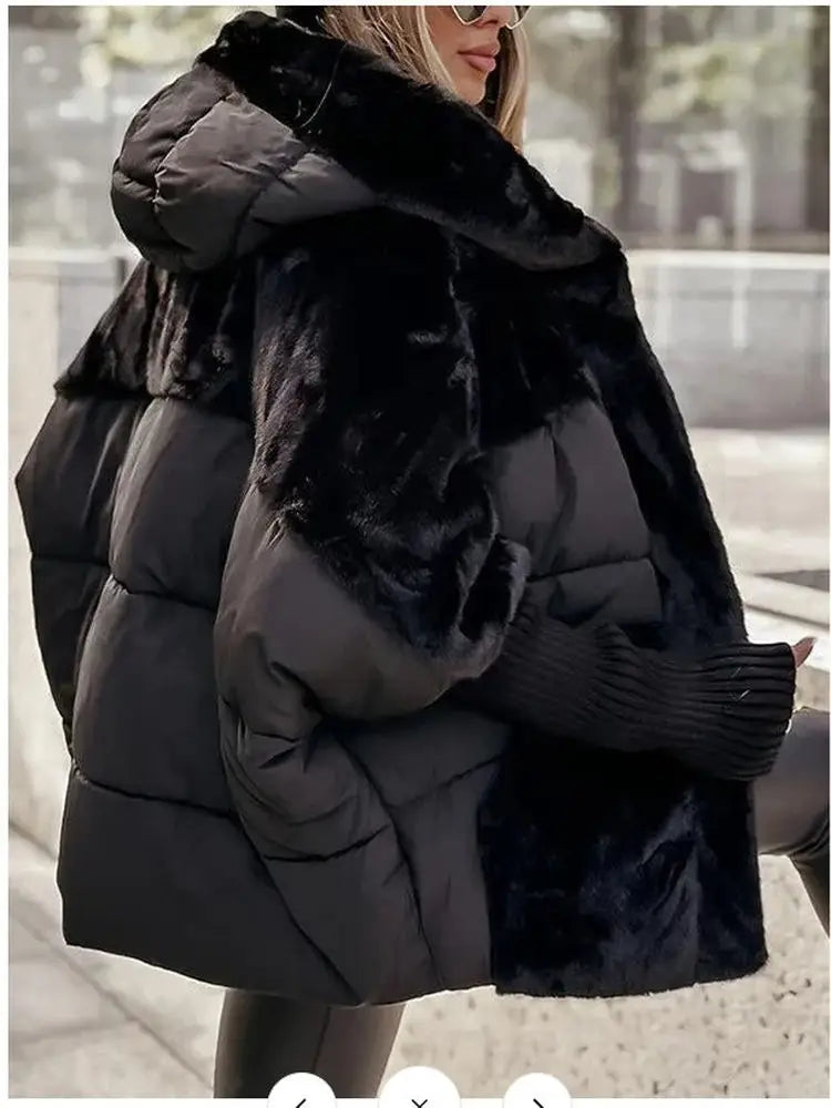 Women's Loose Fit Hooded Cotton Jacket Coat