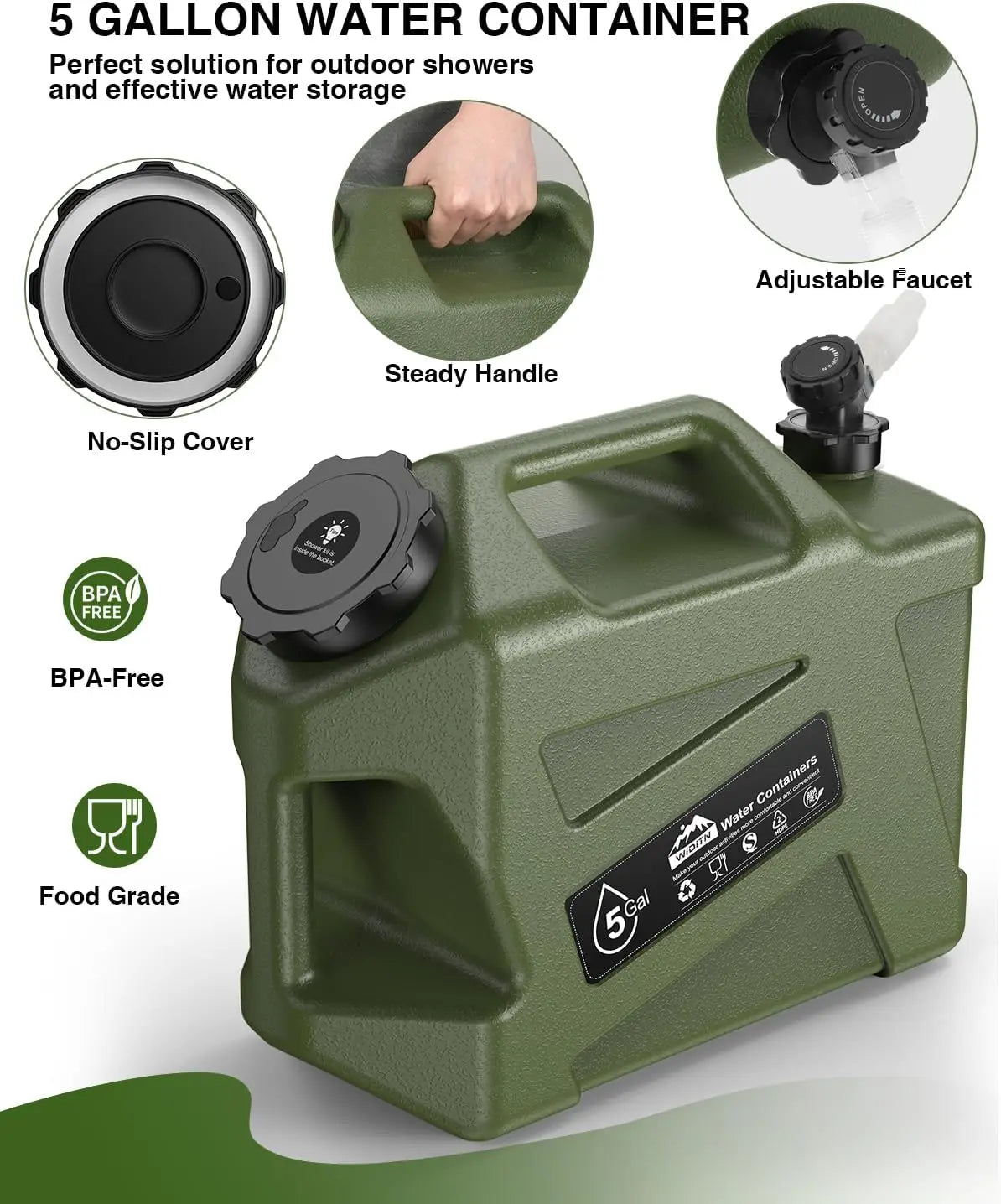 Portable Camping Shower with Rechargeable Pump and 5-Gallon Water Jug