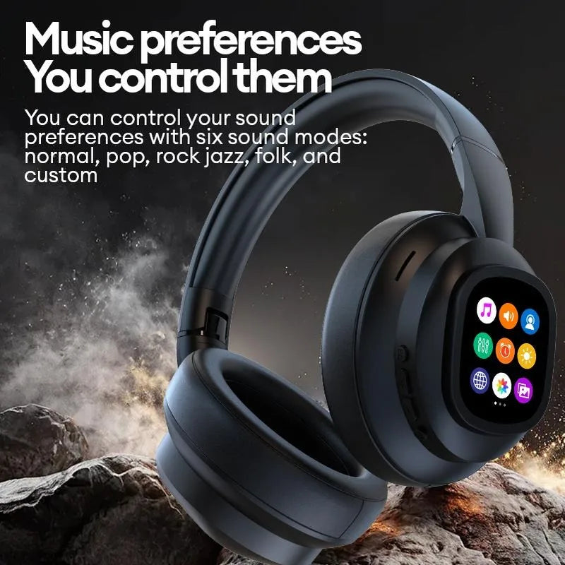 ANC Wireless Bluetooth Over Ear Headphones Touch Screen AI