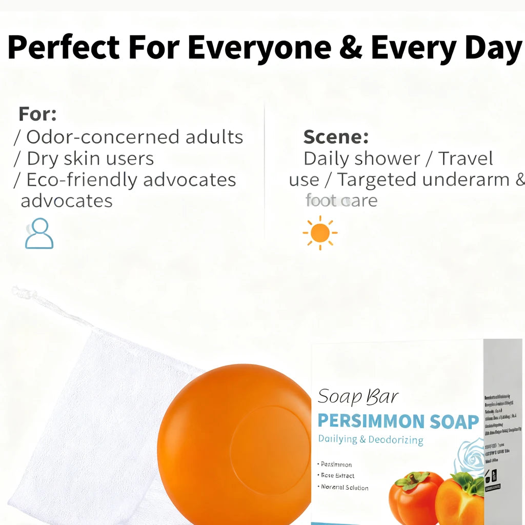 Unisex Japanese Persimmon Deodorizing Cleansing Soap Bar 3.5 oz