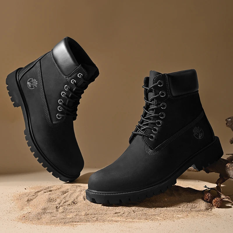 Unisex Waterproof Mid-Calf Hiking Work Boots with Non-Slip Rubber Sole