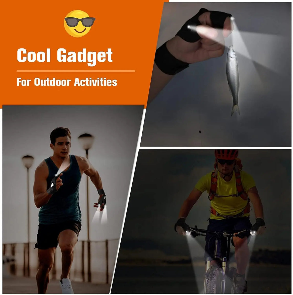 Waterproof LED Half Finger Flashlight Gloves