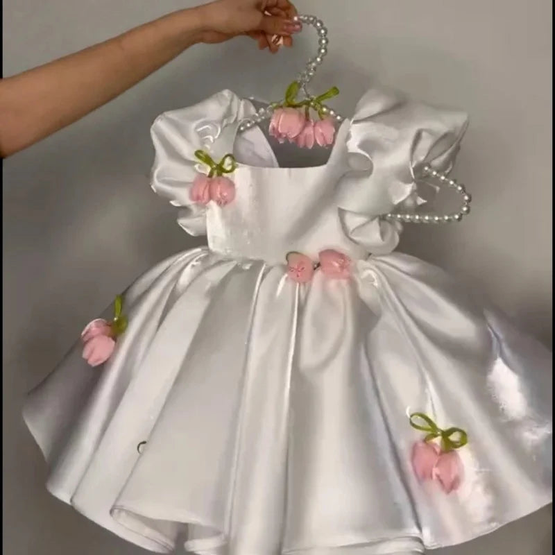 Girls' Tulip Flower Strap Princess Tutu Dress