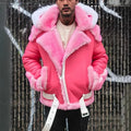 Men's Winter Warm PU Faux Fur Hooded Jacket Coat
