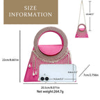 Women's Rhinestone Ring Tassel Trapezoid Evening Clutch Bag