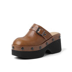 Women's Riveted Platform Round Toe Slippers