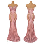 Women's Sexy Mesh Sequins Crystal Stage Performance Maxi Dress