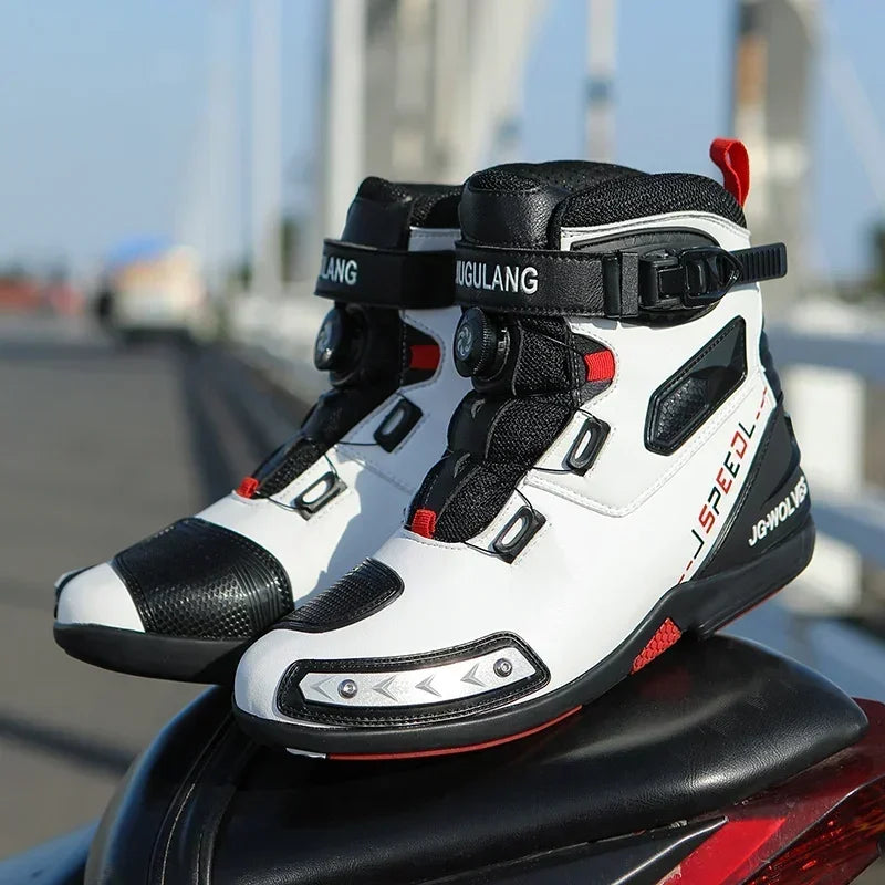 Men's Fashion Leather Breathable Anti-Slip Motorcycle Ankle Boots