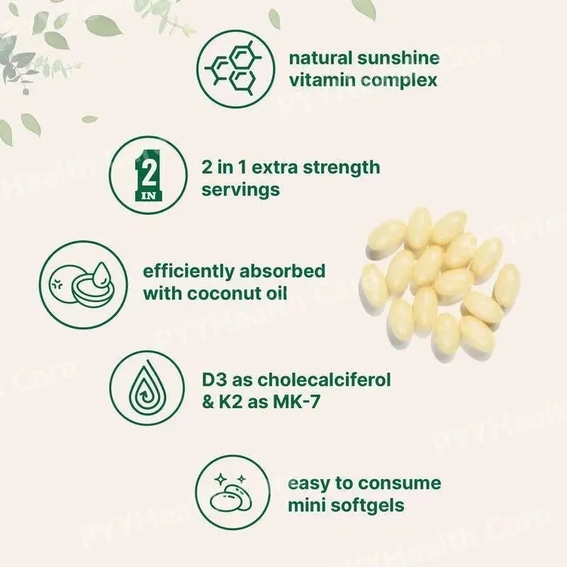 Vitamin D3 10000 IU and K2 MK-7 200mcg Softgels Dietary Supplement
