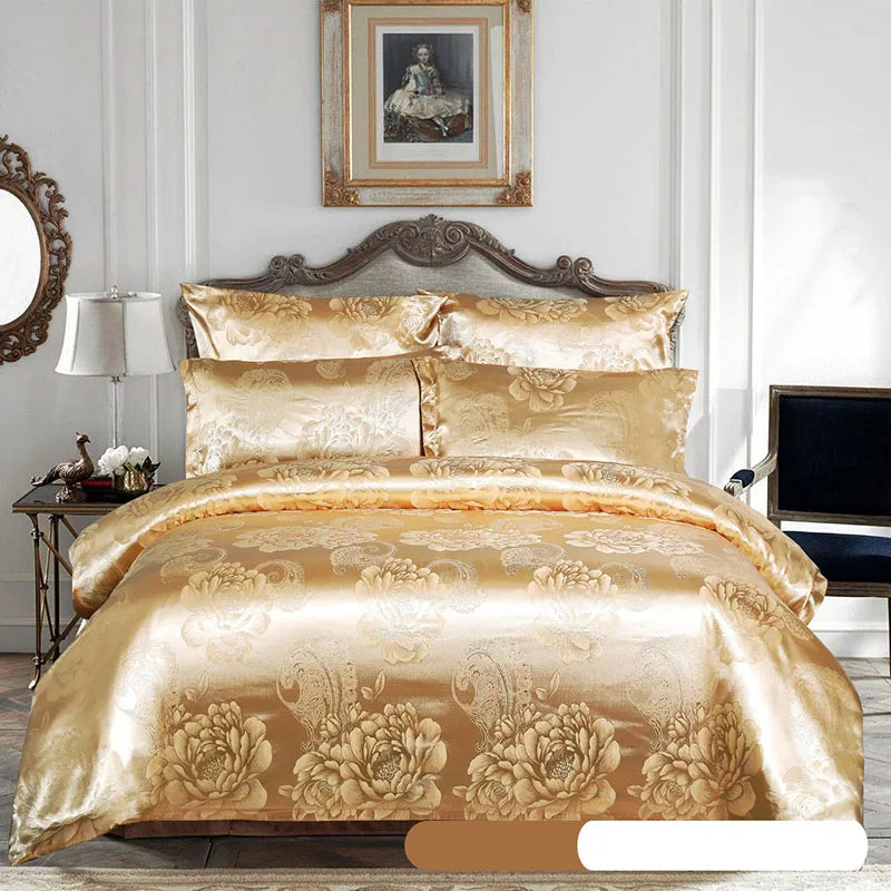 European Satin Jacquard Duvet Cover and Smooth Bedding Set