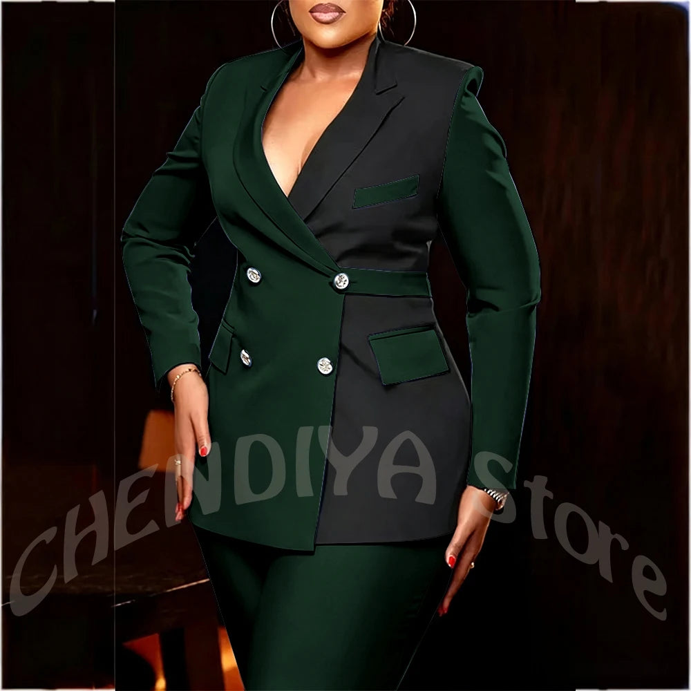 Women's Classic Tailored Blazer and Trousers Suit Set