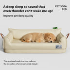 Orthopedic Leather Dog Bed Sofa with Non-Slip Bottom and Waterproof Washable Cushion