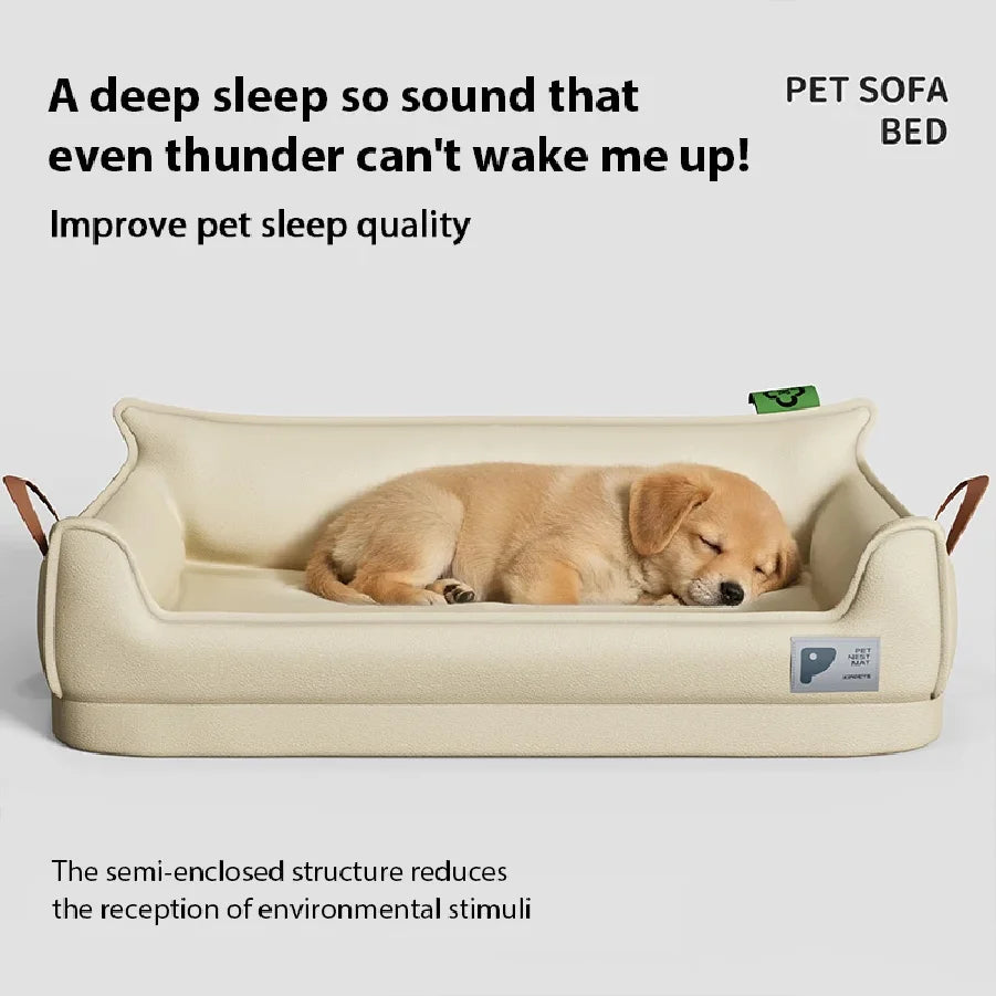 Orthopedic Leather Dog Bed Sofa with Non-Slip Bottom and Waterproof Washable Cushion