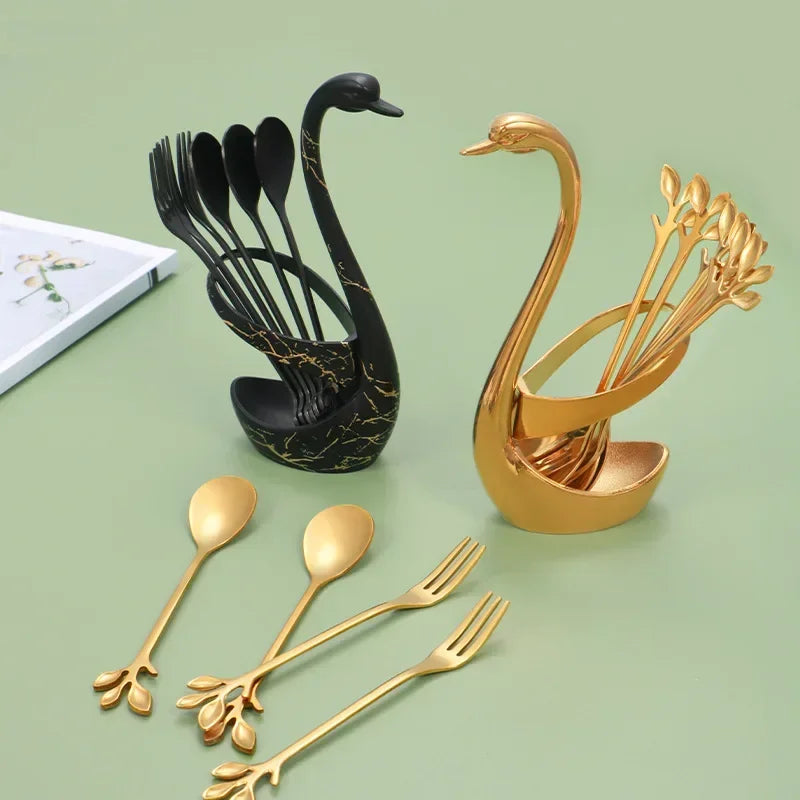 Swan Tableware Holder and Stainless Steel Utensil Stand