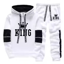 Men's Casual Print Hoodie and Sweatpants Two Piece Tracksuit Set
