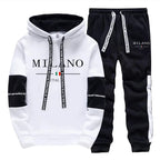 Men's Casual Printed Hoodie and Jogger Pants Tracksuit Set
