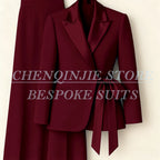 Women's Tailored Blazer Wide Leg Pants Suit