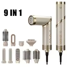 9-in-1 Hair Dryer Hot Comb Curling Iron Straightener Set