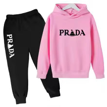 Kids' Pattern Hooded Sweatshirt Pants Two-Piece Set