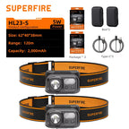 Rechargeable LED Sensor Headlamp with Red Light and USB-C Charging
