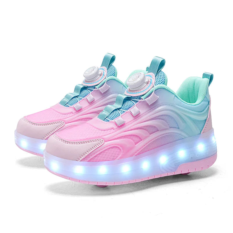 Kids' Two-Wheel USB Charging LED Light Roller Skate Sneakers