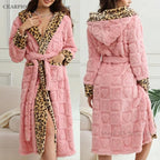 Women's Hooded Flannel Robe with Belt