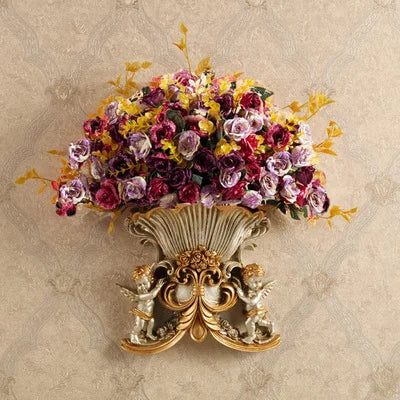 European Resin Angel Wall Vase and Planter Mural Ornament
