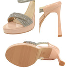Women's Open Toe Stiletto Sandals Rhinestone 4.5-Inch Heels