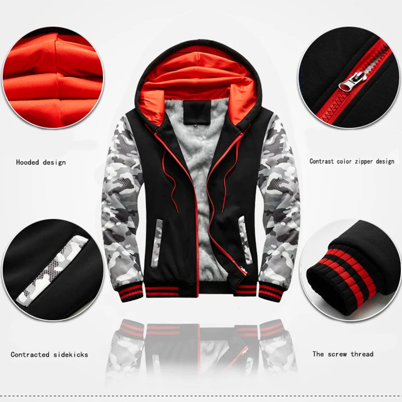 Men's Casual Thicken Thermal Hoodie and Pants Tracksuit Set