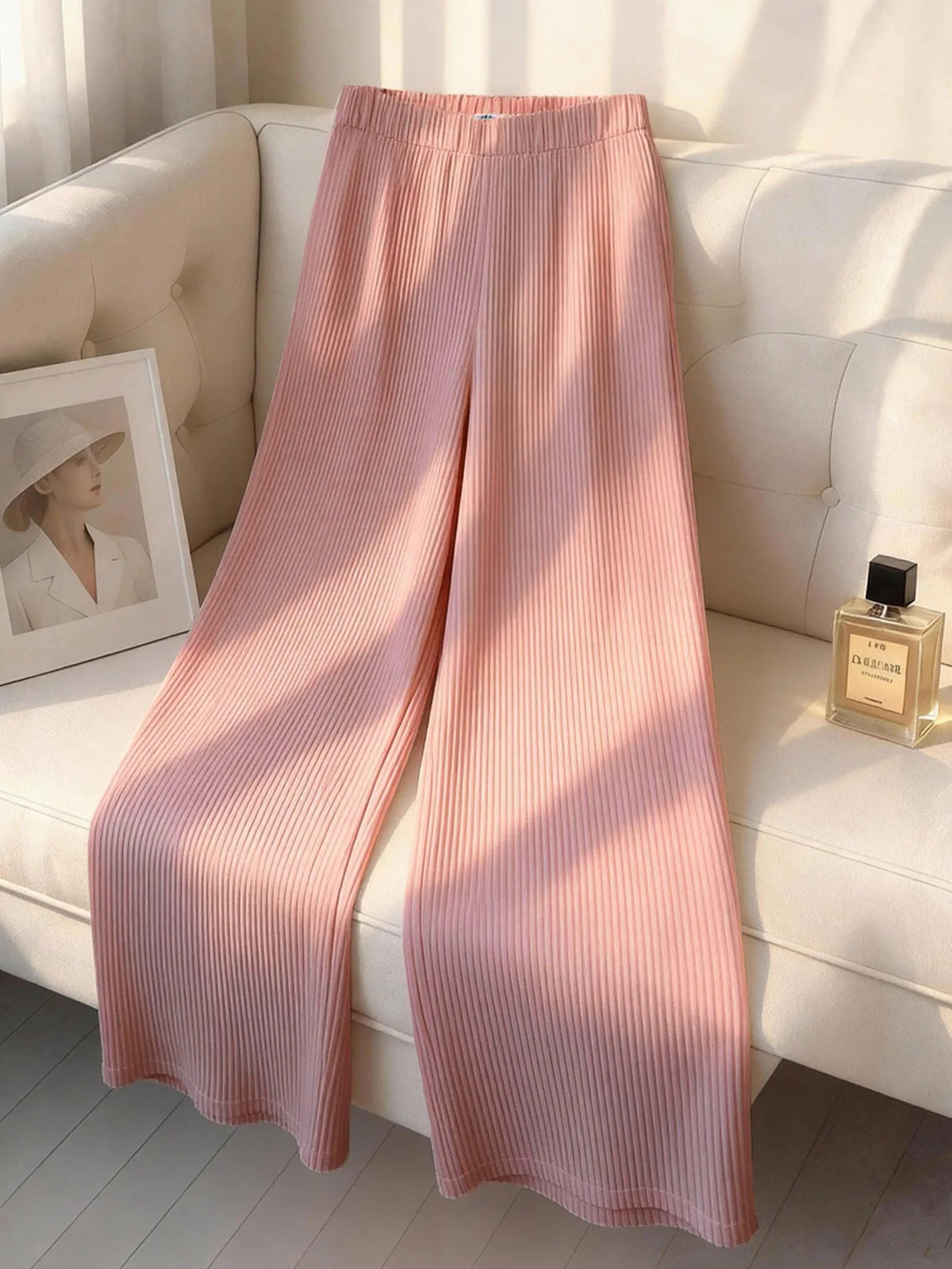 Women's Ruffle Cape Coat Pleated Wide Leg Pants Set
