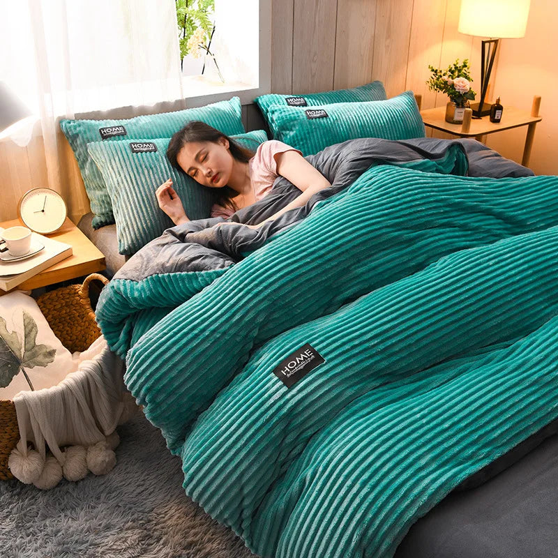 Velvet Duvet Cover and Winter Warm Quilt Bedding