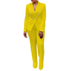 Women's Double Breasted Blazer Pants Suit